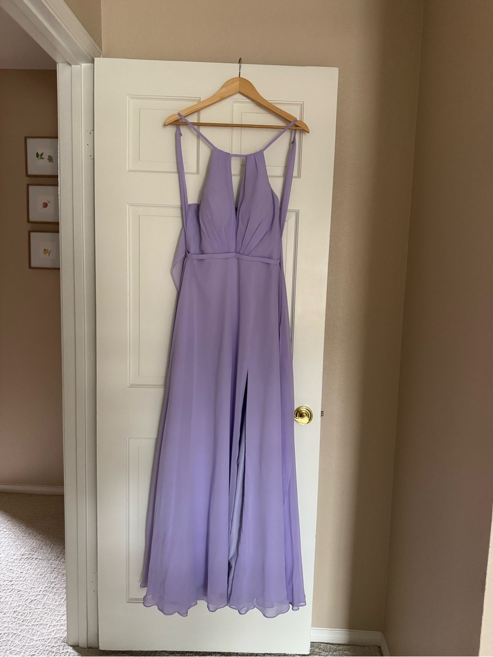 Azazie Lilac Maxi Dress with Plunging Neckline